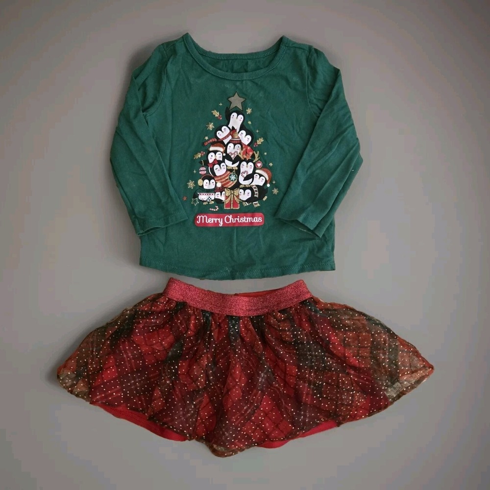HOLIDAY TIME 2 piece Christmas Baby Girls Tutu‎ Outfit Size 18mos- MC1